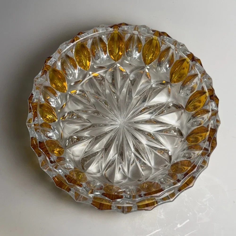 Vintage Stacking ECHT BLEIKRISTALL Bowl German Amber Clear Lead Crystal Set of 2